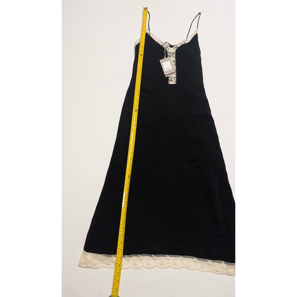 NEW ZARA Black Lace Trimmed Slip Midi Dress Women's Size XS - Picture 12 of 16